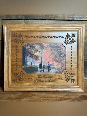Amish Print in Carved Frame 10.25 x12.25 Engrave "The Greatest of these is Love"